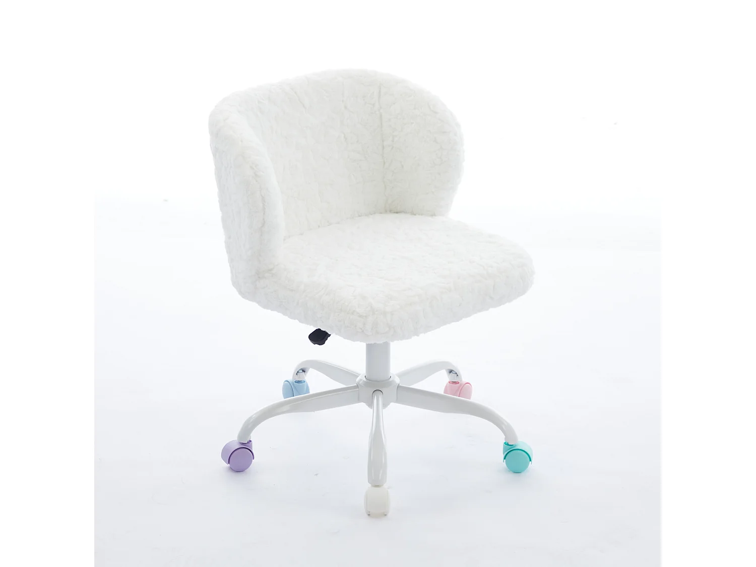 Chaise de bureau pivotante en tissu crème avec réglable hauteur - Pour chambre, bureau et dortoir