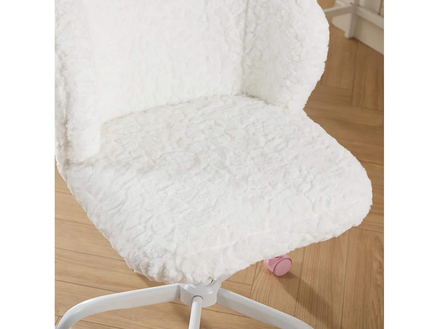 Chaise de bureau pivotante en tissu crème avec réglable hauteur - Pour chambre, bureau et dortoir