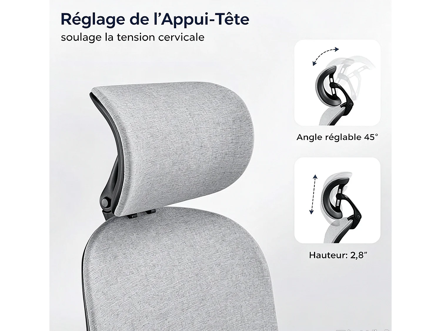Eureka Ergonomic Chaise de bureau ergonomique Appui-tête, soutien lombaire, hauteur réglable