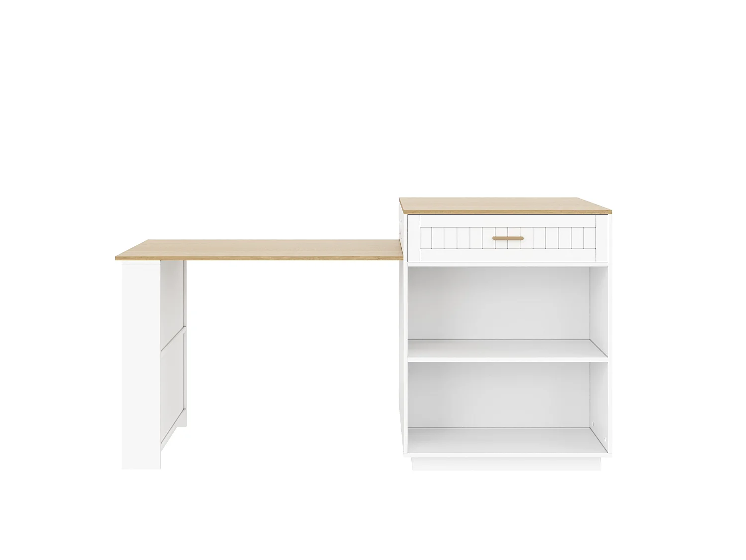 Îlot de cuisine - avec roulettes - plateau de table extensible - avec espace de rangement et prises électriques - blanc