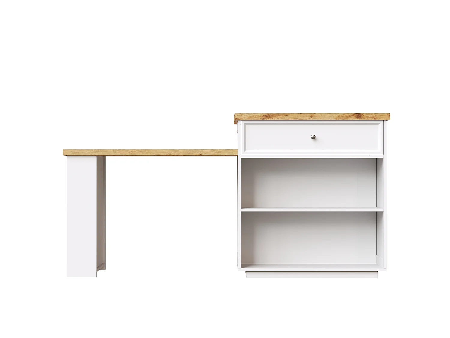 Îlot Central de Cuisine Extensible 120-184cm, Desserte Mobile avec Rangement Bi-face, 5 Tiroirs et Roulettes - Blanc
