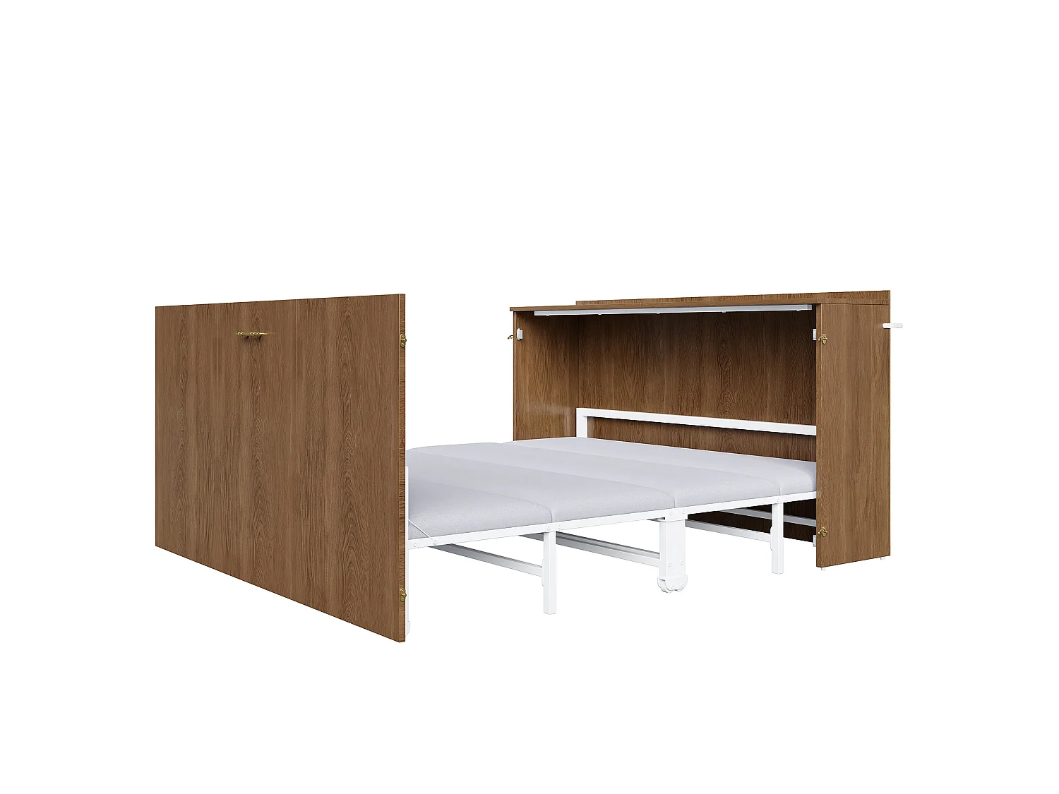 Letto pieghevole 140 x 200 cm - struttura da parete estensibile - materasso in lino incluso - struttura in metallo - Naturale (materasso non incluso)