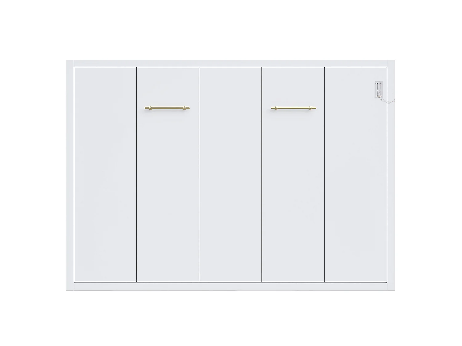 Lit escamotable 140x200 cm - Structure en métal et sommier en bois - Fixation murale verrouillable - Blanc (matelas non inclus)