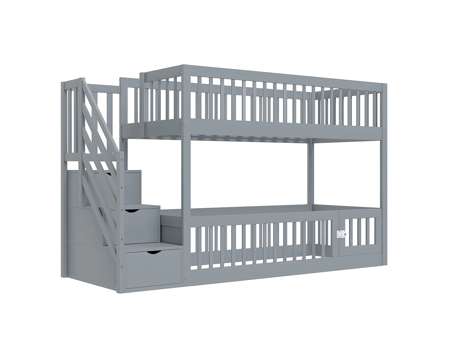 Lit superposé enfant 90x200 cm avec rangement - Bois en MDF gris