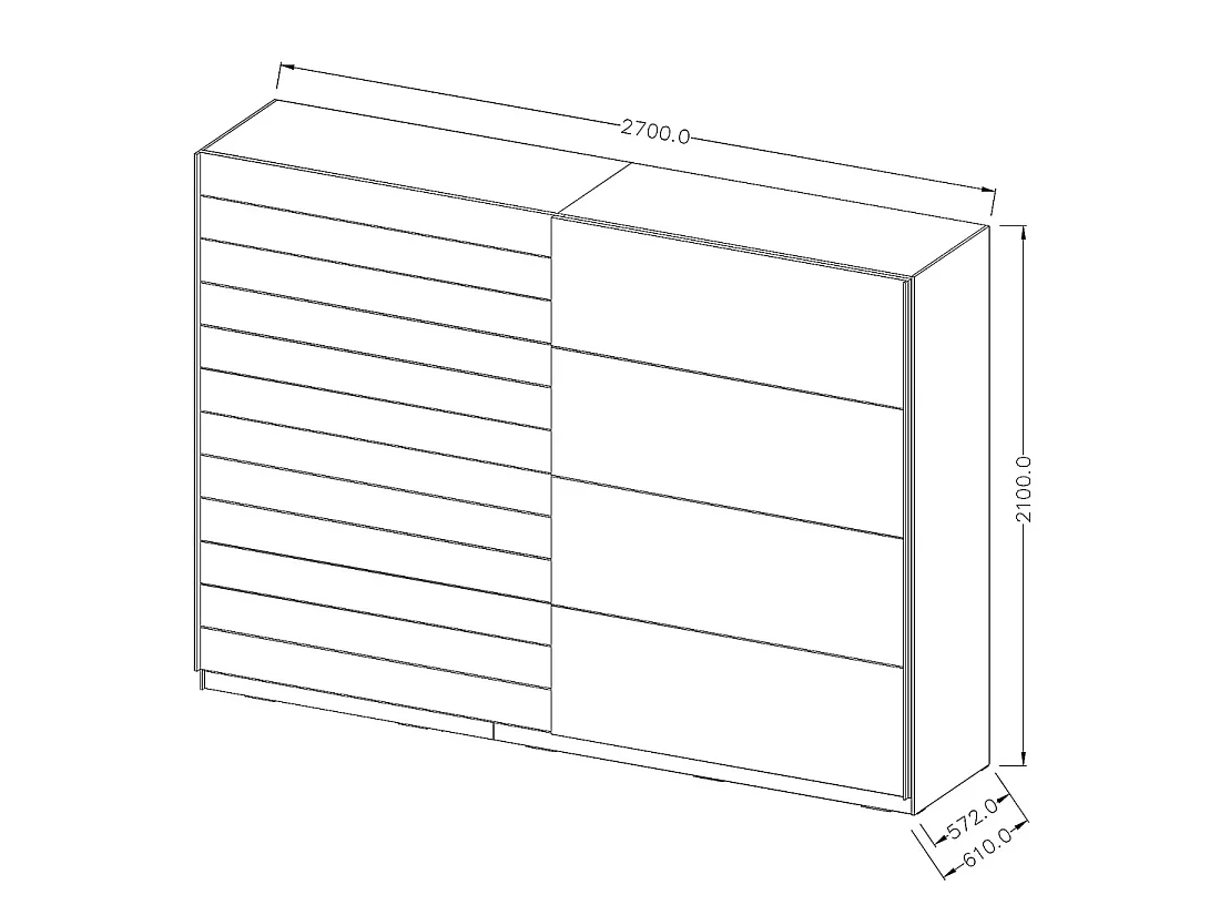 Armario FLOYD 270 cm - 2 puertas correderas con espejos color madera natural