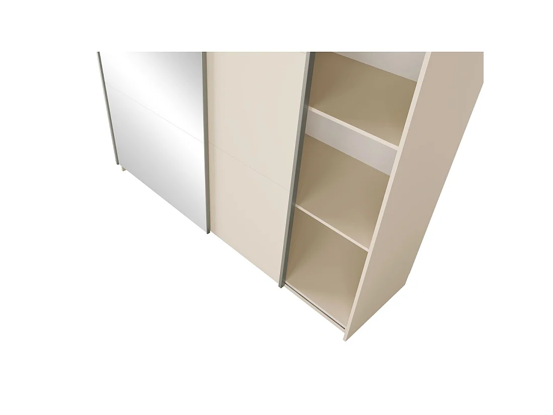 Armoire ARSALA 2 portes coulissantes avec miroir beige sable 151 cm