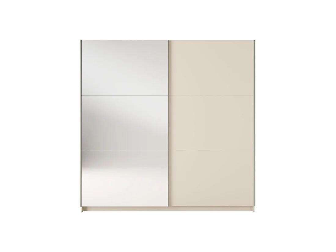 Armoire ARSALA 2 portes coulissantes avec miroir beige sable 151 cm
