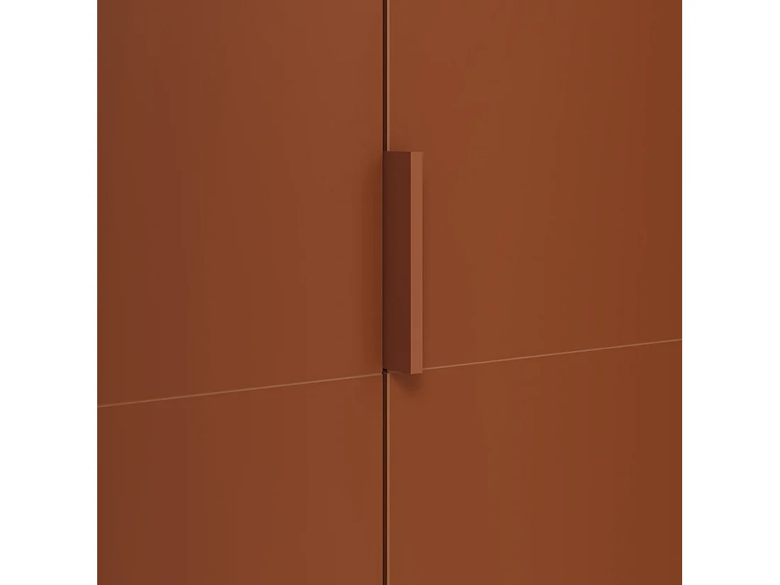 Armoire CALMIA terracotta et chêne clair 90 cm avec penderie et étagères