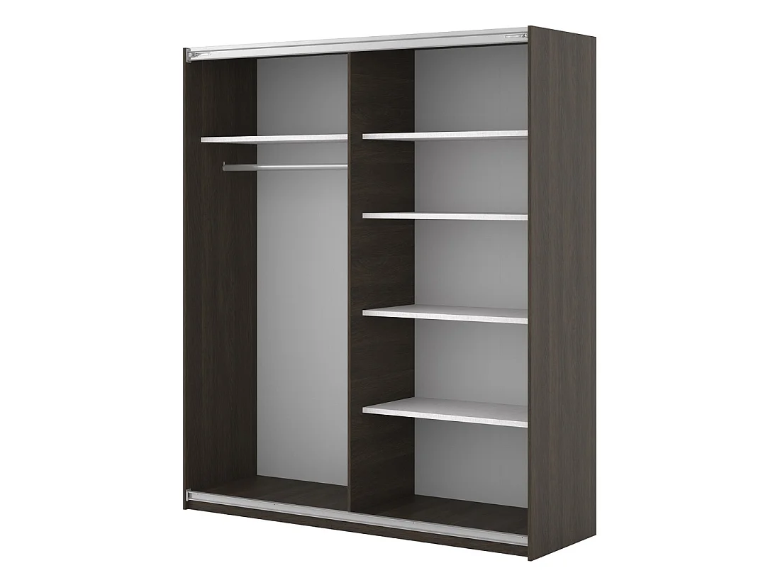 Armoire MONVIA 2 portes coulissantes chêne foncé et noir avec fermeture silencieuse 180 cm