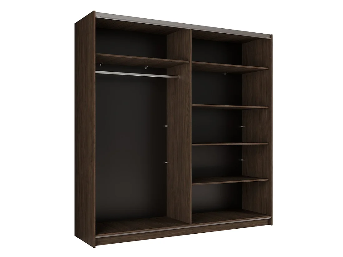 Schrank ARSALA mit 2 Schiebetüren und Spiegel in Nussbaumfarbe, 151 cm