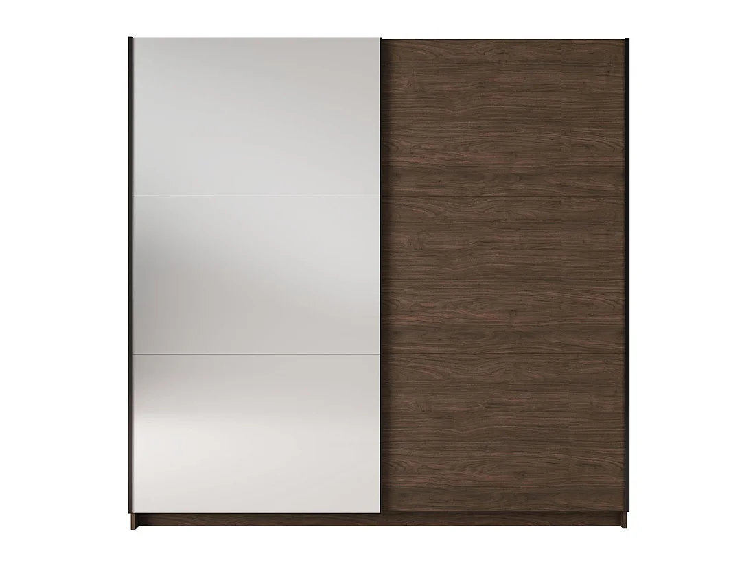 Schrank ARSALA mit 2 Schiebetüren und Spiegel in Nussbaumfarbe, 151 cm