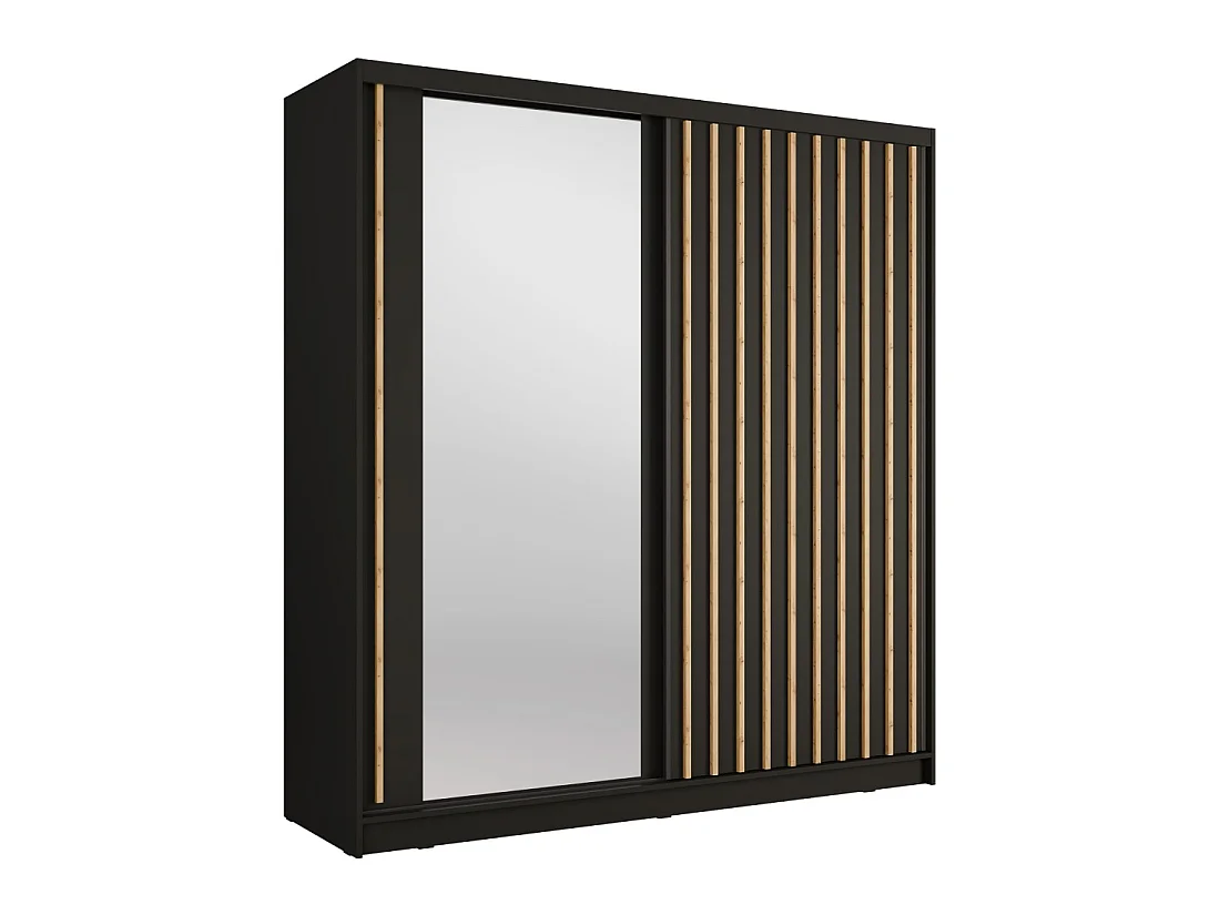 Armario KAZU 2 puertas correderas con espejo gris grafito 205 cm