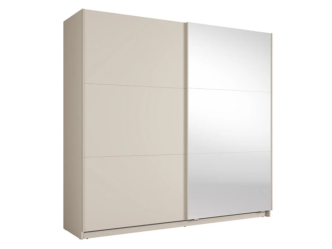 Kledingkast VENEZIA met open LED-dressing en verborgen kasjmier spiegels 221 cm