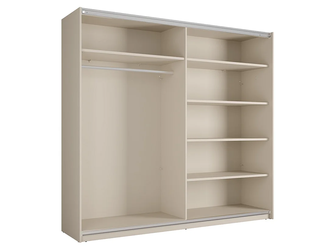 Kledingkast VENEZIA met open LED-dressing en verborgen kasjmier spiegels 221 cm