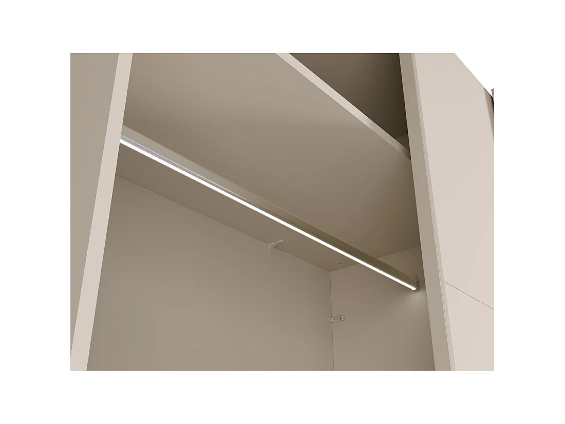 Kledingkast VENEZIA met open LED-dressing en verborgen kasjmier spiegels 221 cm