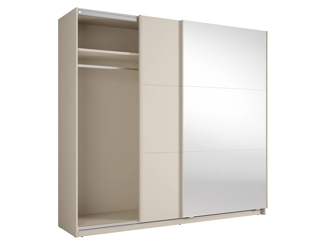 Kledingkast VENEZIA met open LED-dressing en verborgen kasjmier spiegels 221 cm