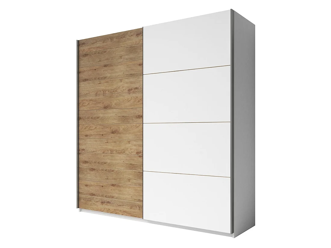 Kast FLOYD 270cm 2 schuifdeuren licht eiken en wit met stille sluiting