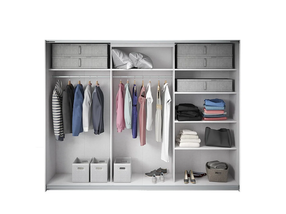 Kast FLOYD 270cm 2 schuifdeuren licht eiken en wit met stille sluiting