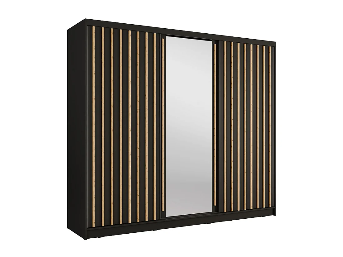 Armario KAZU 3 puertas correderas con espejo gris grafito 248 cm