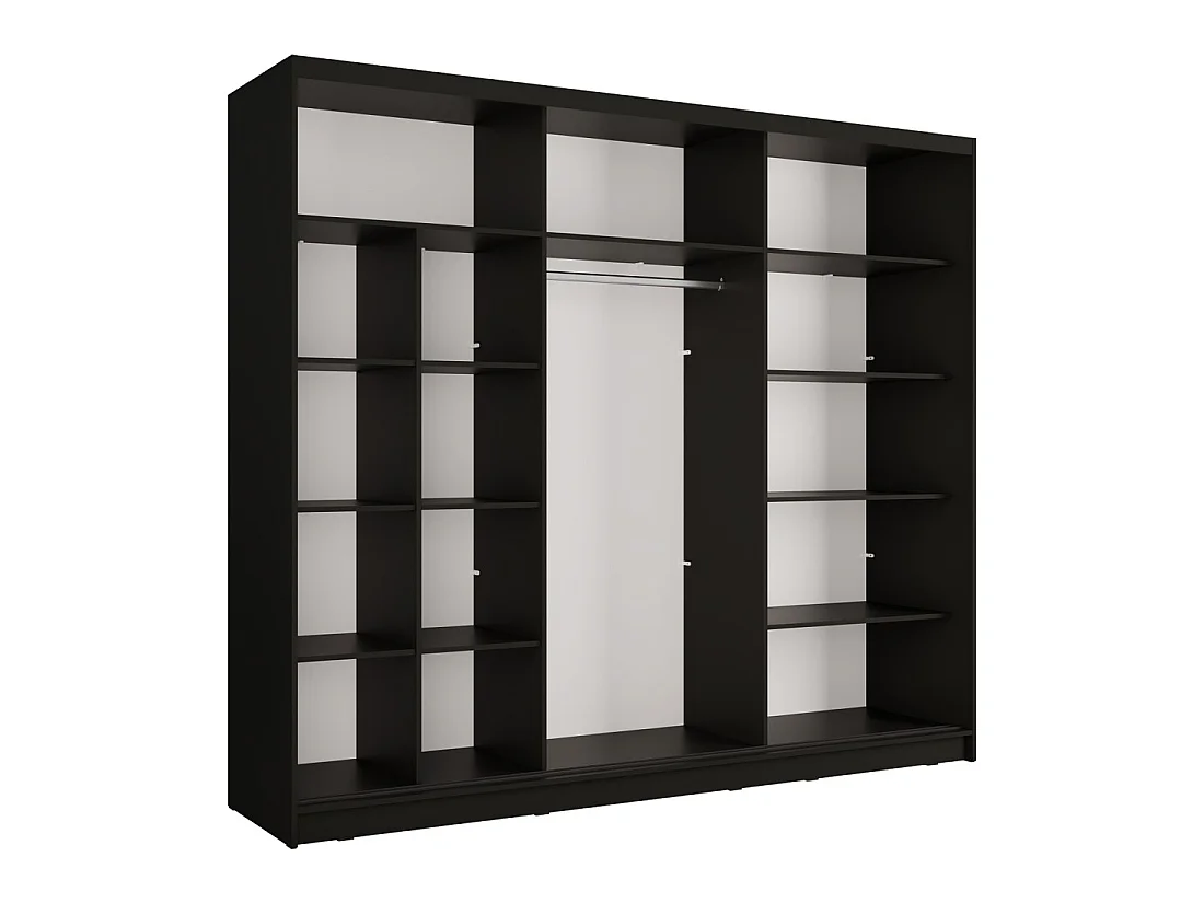Armario KAZU 3 puertas correderas con espejo gris grafito 248 cm