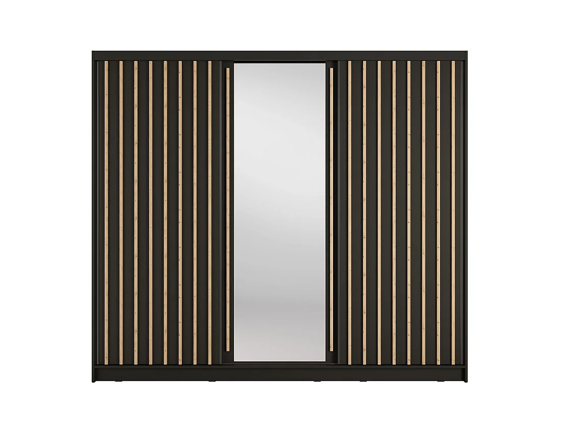 Armario KAZU 3 puertas correderas con espejo gris grafito 248 cm