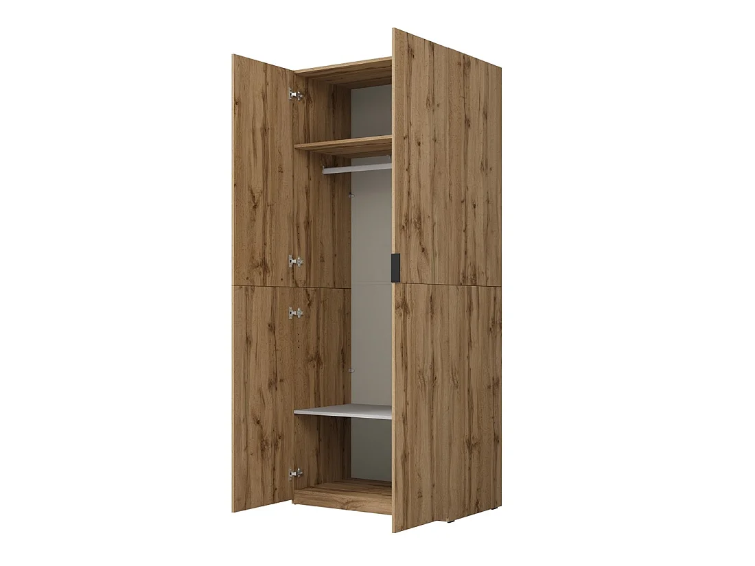 Armario CALMIA de roble natural 90 cm con armario y estanterías