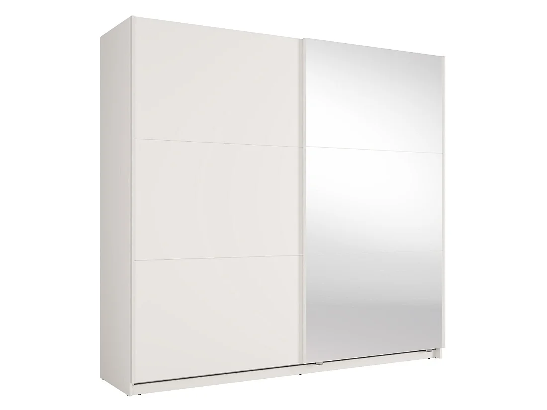 Kledingkast VENEZIA met open LED dressing en spiegels mat wit 221 cm