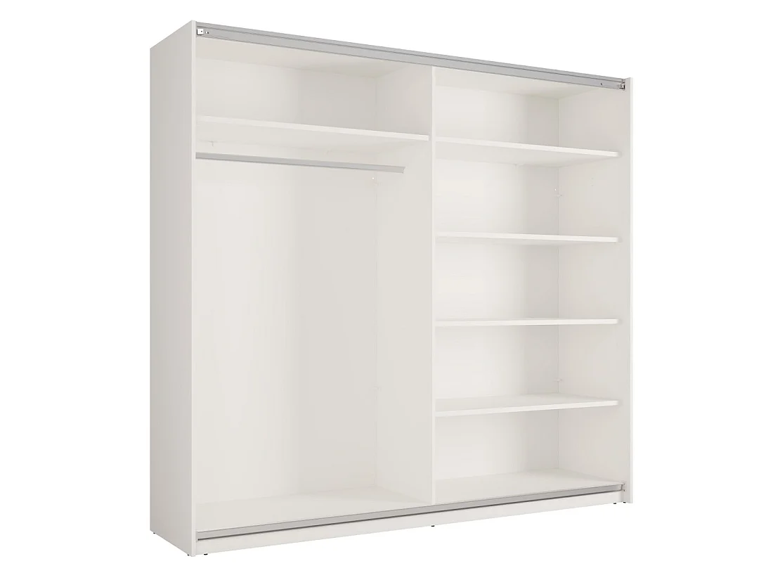 Kledingkast VENEZIA met open LED dressing en spiegels mat wit 221 cm