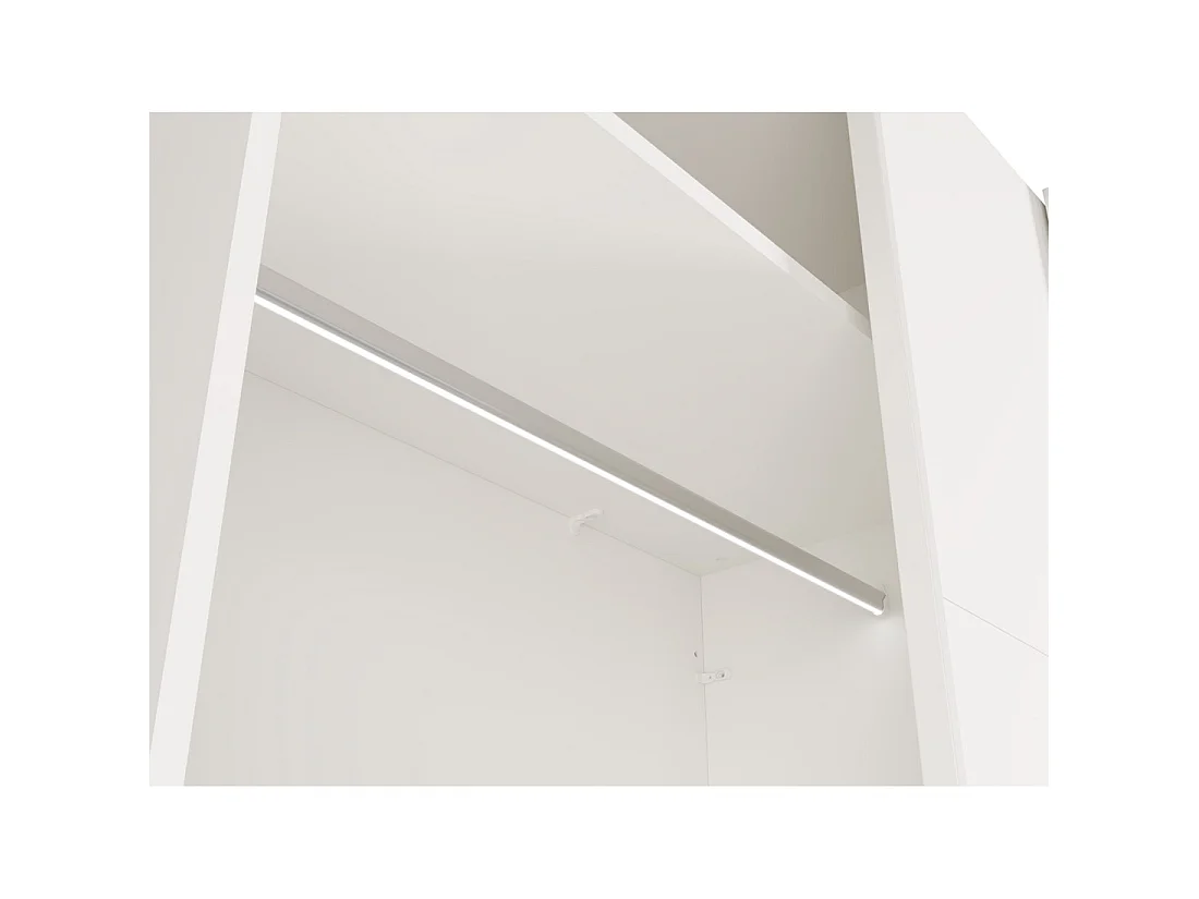 Kledingkast VENEZIA met open LED dressing en spiegels mat wit 221 cm