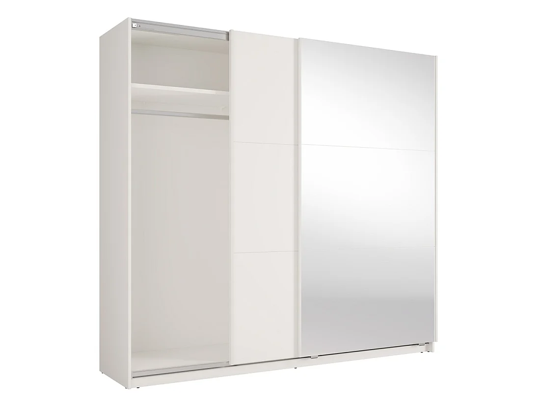 Kledingkast VENEZIA met open LED dressing en spiegels mat wit 221 cm