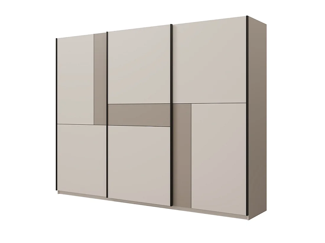 Armoire VERTIS 3 portes coulissantes cachemire et beige 270 cm design graphique
