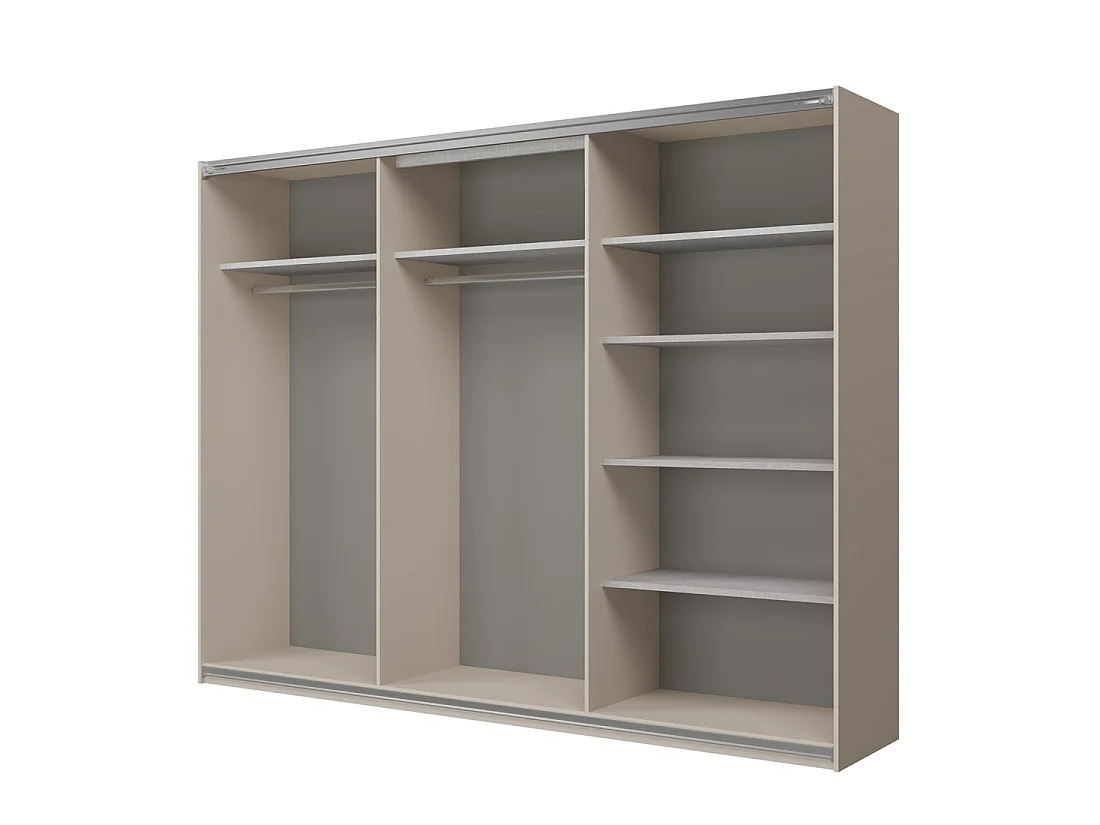 Armoire VERTIS 3 portes coulissantes cachemire et beige 270 cm design graphique