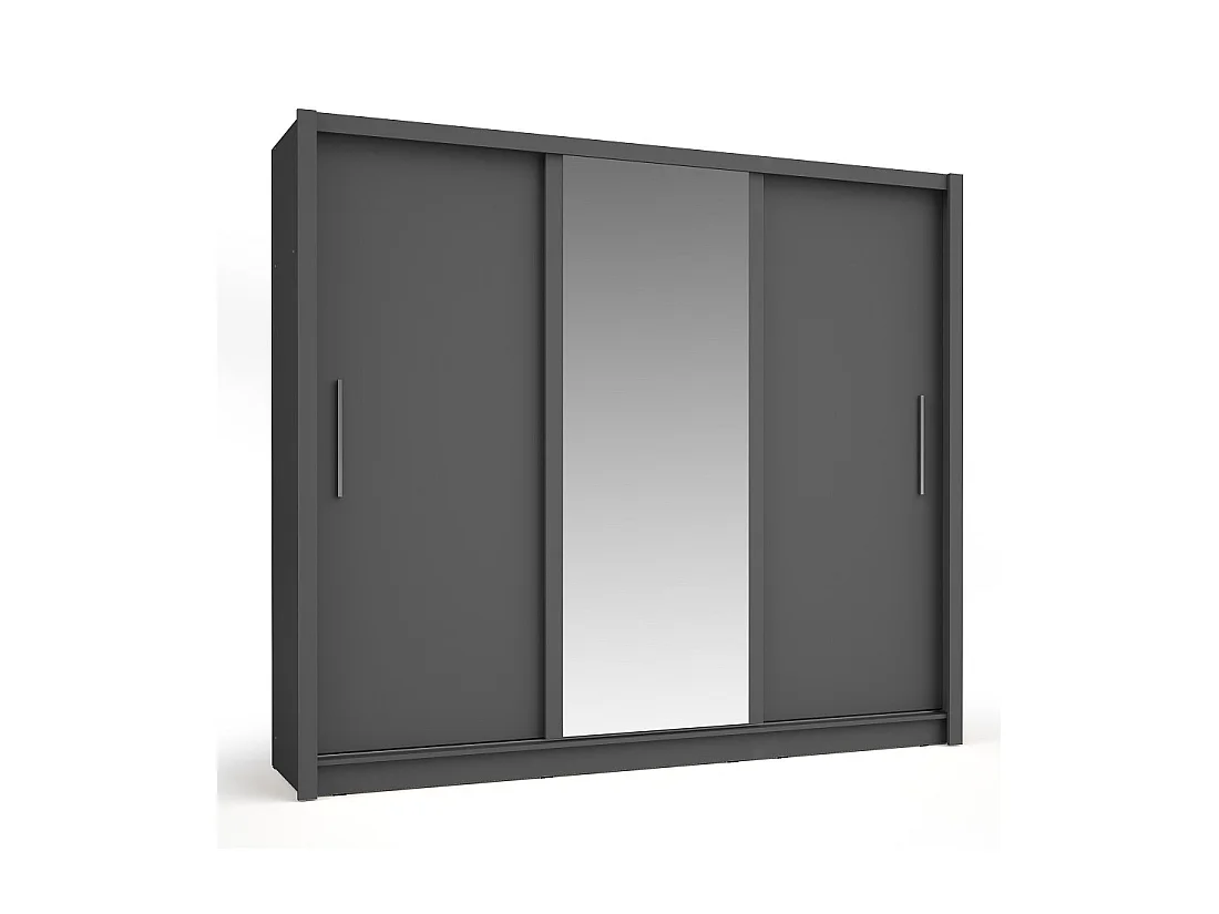 Armario OZZULA de 3 puertas correderas con espejo gris antracita 248 cm