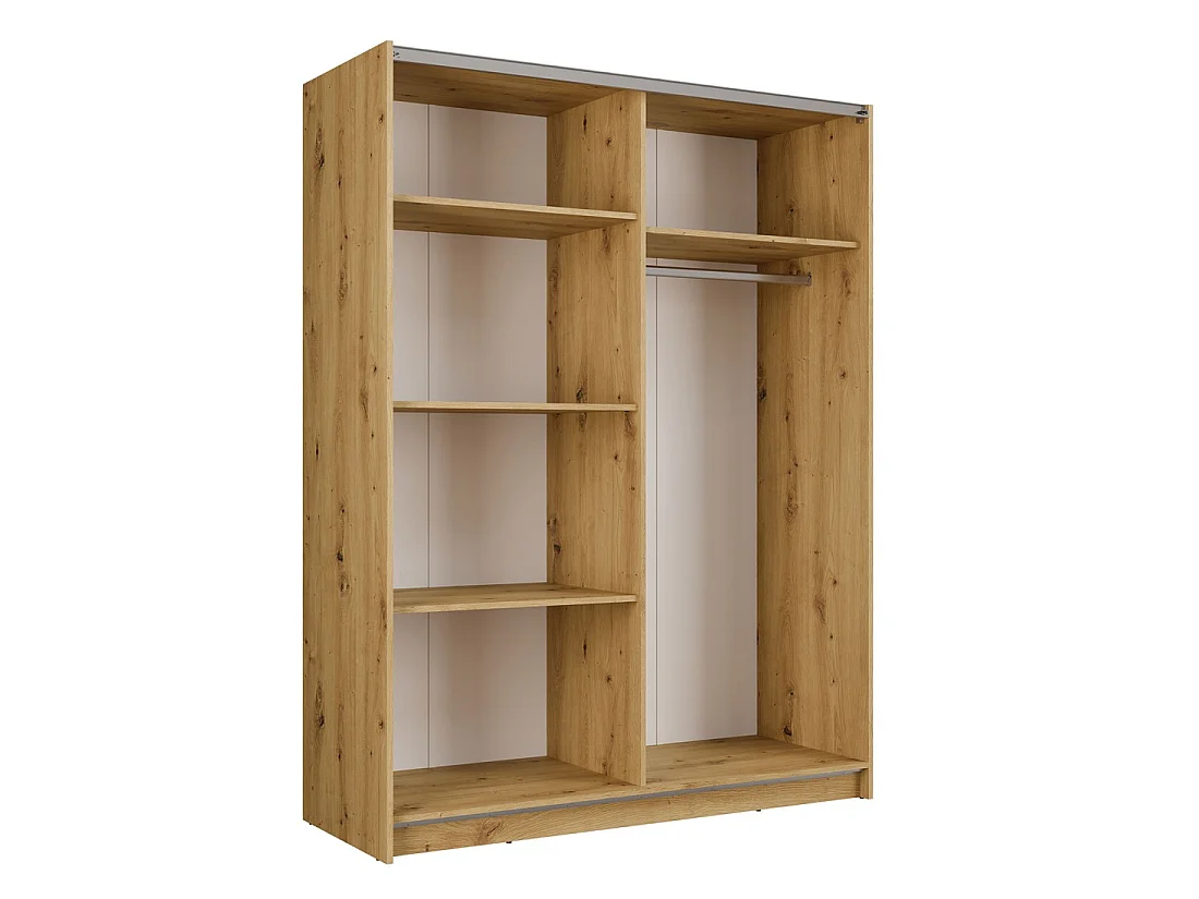 Schrank VARIA mit 2 Schiebetüren und Spiegel in Eiche und Schwarz 150 cm