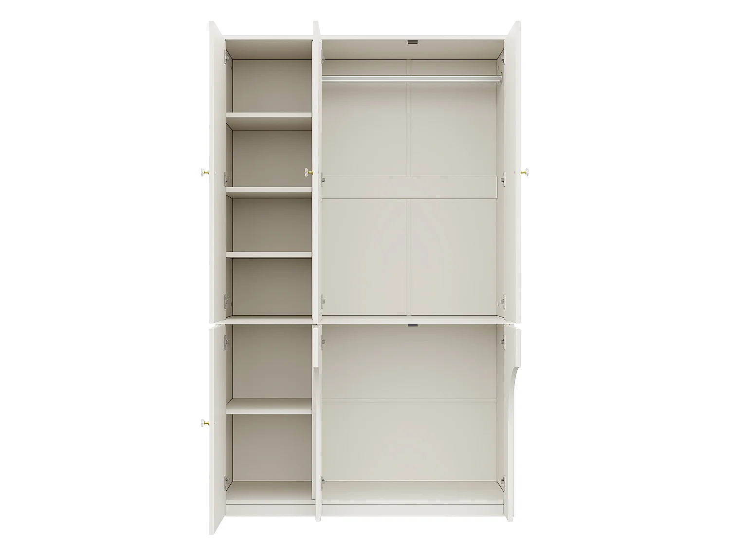 3-türiger Kleiderschrank 120x50x200 cm - mit Kleiderbügel- und Aufbewahrungsfächern - Platz für Haustiere - Weiß
