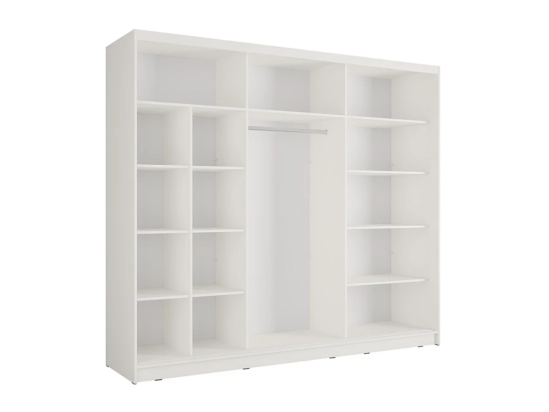 Armoire KAZU 3 portes coulissantes avec miroir et tasseaux décoratifs 248 cm