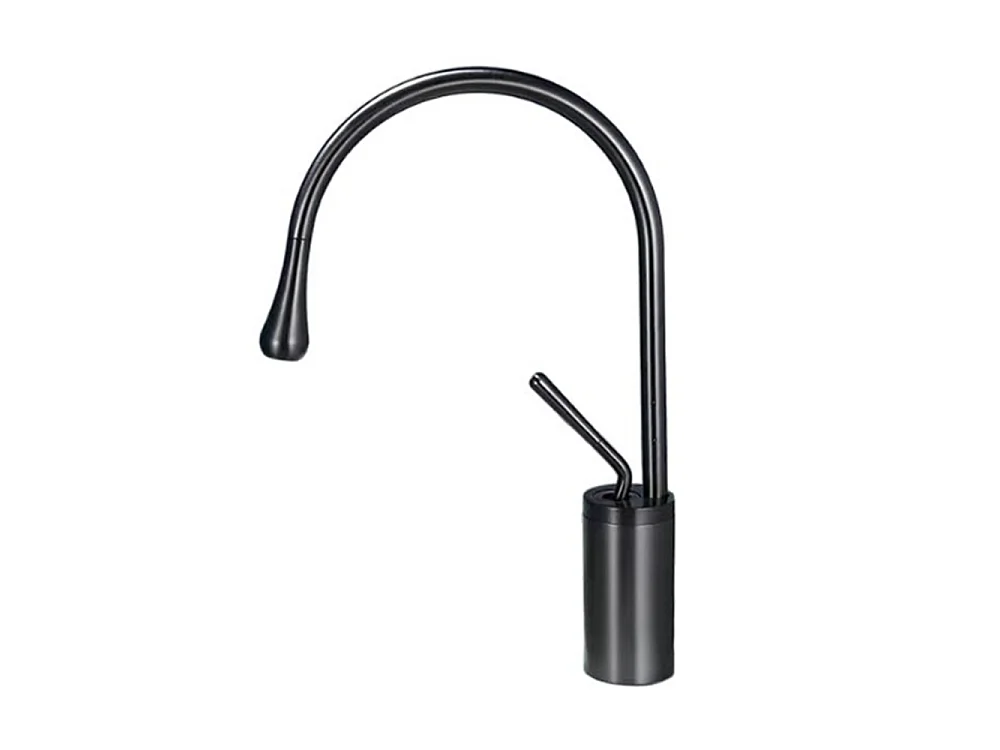 Robinet de salle de bain mitigeur lavabo demi-haut rotation 360 degrés moderne cygne Noir