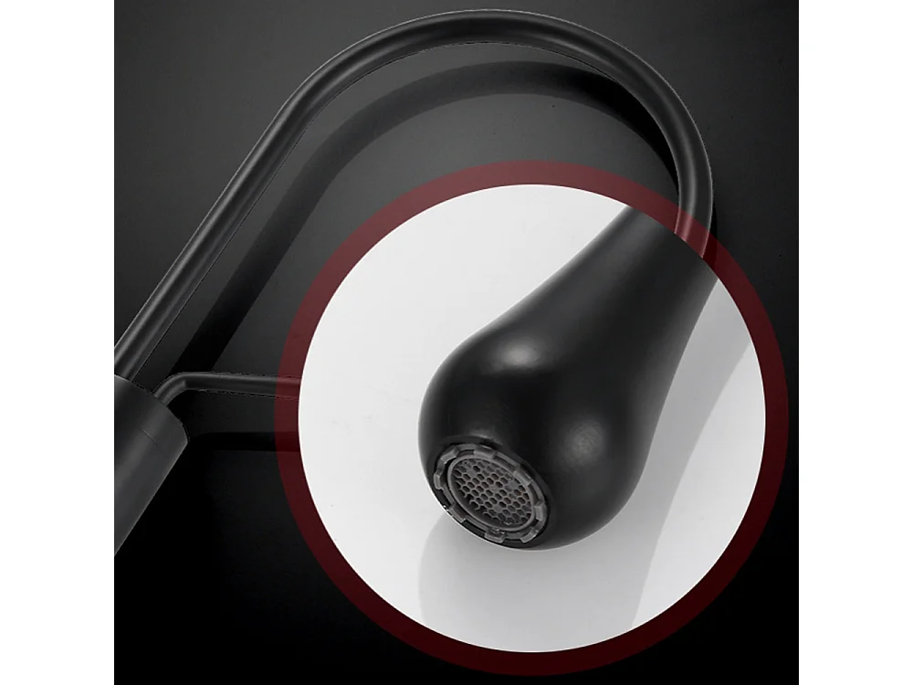 Robinet de salle de bain mitigeur lavabo demi-haut rotation 360 degrés moderne cygne Noir