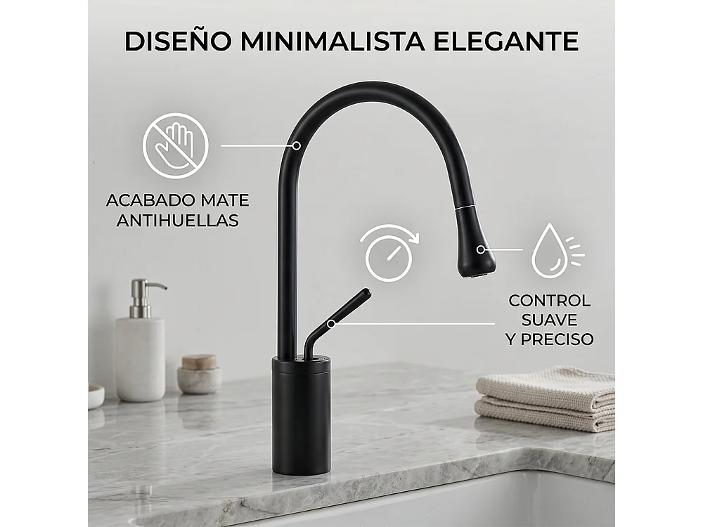 Robinet de salle de bain mitigeur lavabo demi-haut rotation 360 degrés moderne cygne Noir