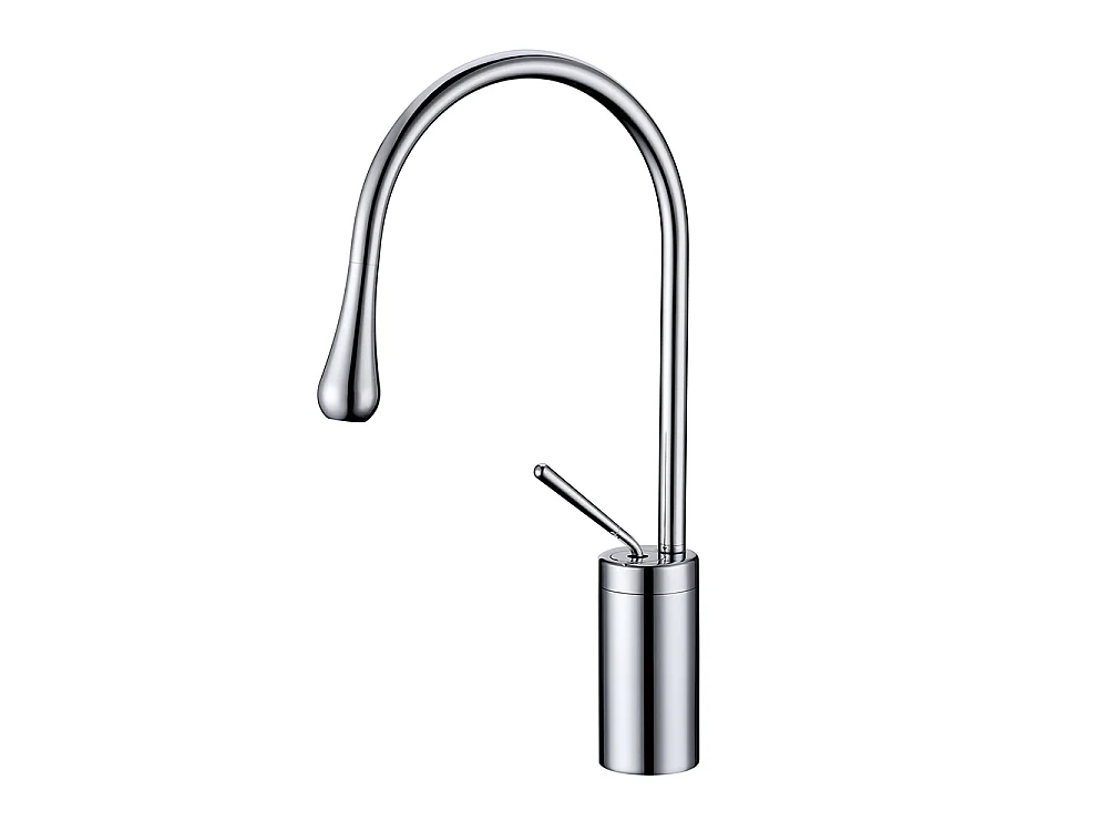 Robinet de salle de bain mitigeur lavabo demi-haut rotation 360 degrés moderne cygne Chrome