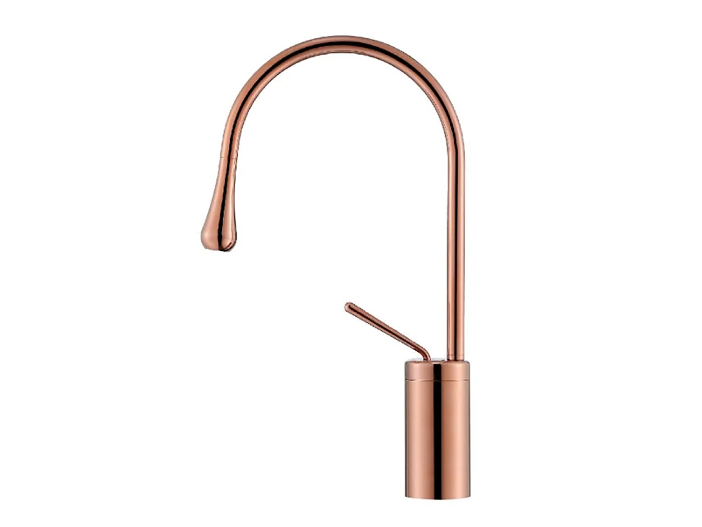 Robinet de salle de bain mitigeur lavabo demi-haut rotation 360 degrés moderne cygne Rose doré