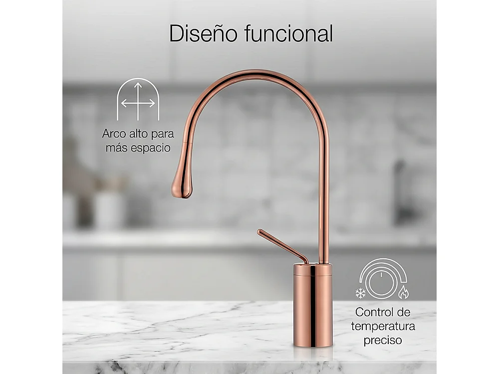 Robinet de salle de bain mitigeur lavabo demi-haut rotation 360 degrés moderne cygne Rose doré