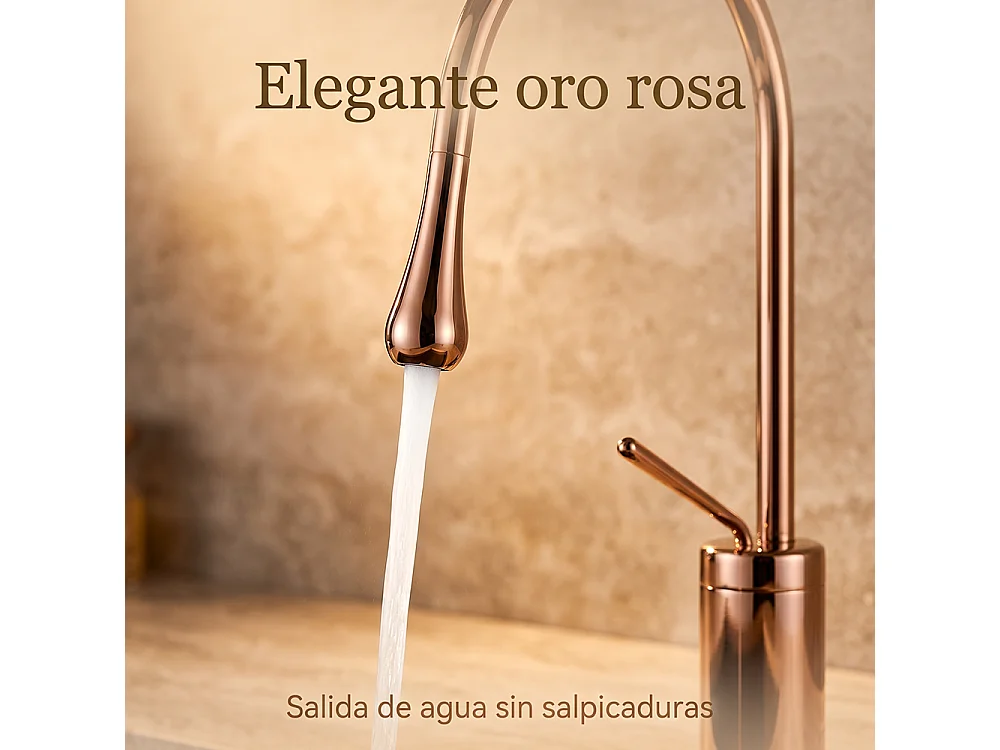 Robinet de salle de bain mitigeur lavabo demi-haut rotation 360 degrés moderne cygne Rose doré