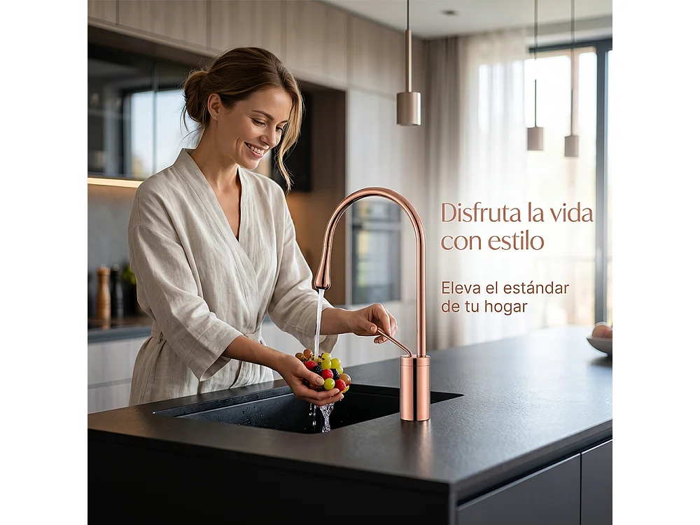 Robinet de salle de bain mitigeur lavabo demi-haut rotation 360 degrés moderne cygne Rose doré