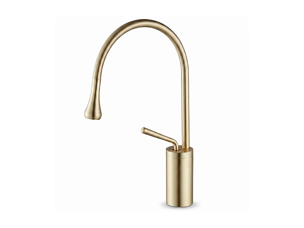 Robinet de salle de bain mitigeur lavabo demi-haut rotation 360 degrés moderne cygne doré
