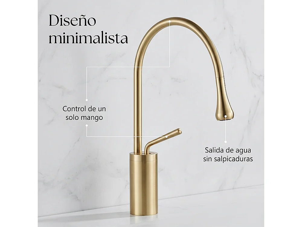 Robinet de salle de bain mitigeur lavabo demi-haut rotation 360 degrés moderne cygne doré