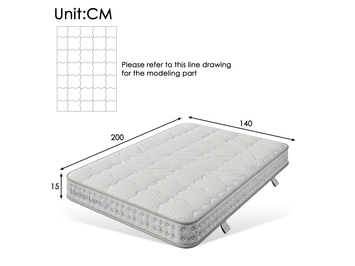 Tonnentaschenfederkernmatratze 140 x 200 cm - Härtegrad H3 - einzeln in 7 Zonen verpackt - 15 cm Kaltschaum - OEKO-TEX zertifiziert - Weiß