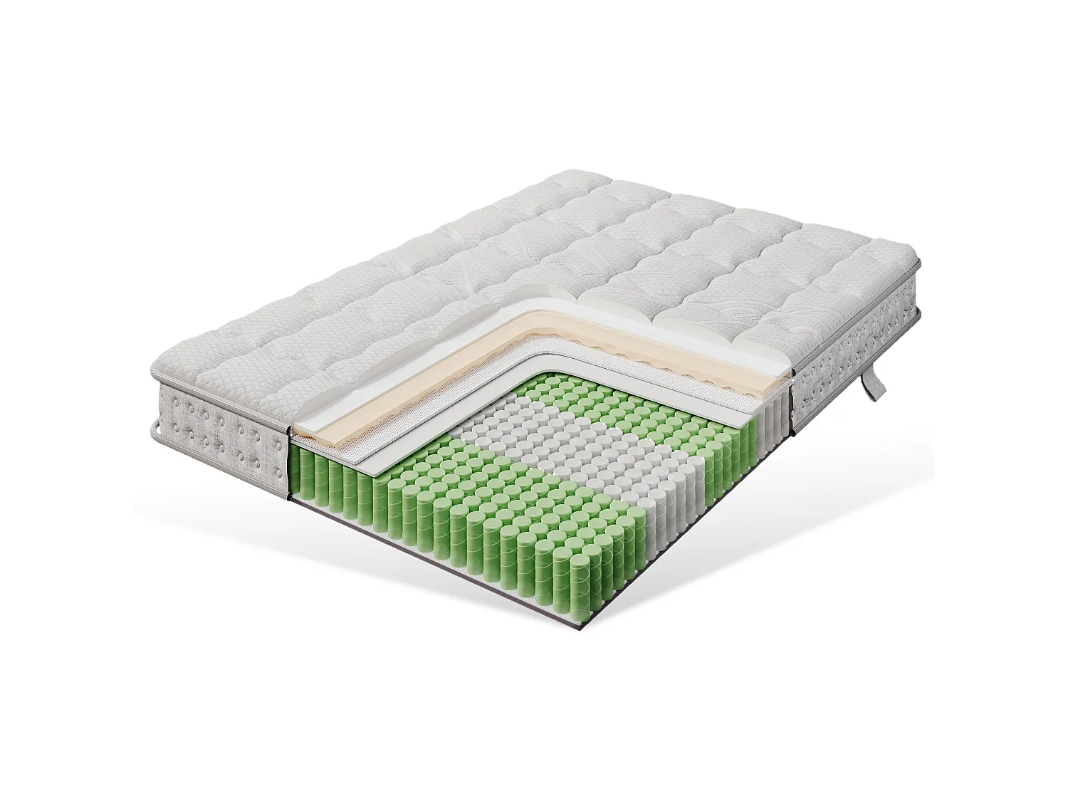 Tonnentaschenfederkernmatratze 140 x 200 cm - Härtegrad H3 - einzeln in 7 Zonen verpackt - 15 cm Kaltschaum - OEKO-TEX zertifiziert - Weiß