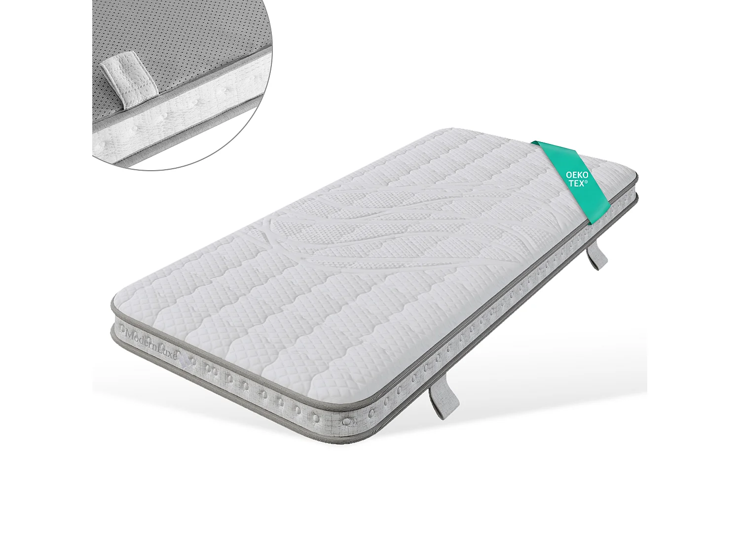 Tonnentaschenfederkernmatratze 90 x 190 cm - Härtegrad H3 - einzeln in 7 Zonen verpackt - enthält Kaltschaum - rollbar - OEKO-TEX zertifiziert - Weiß