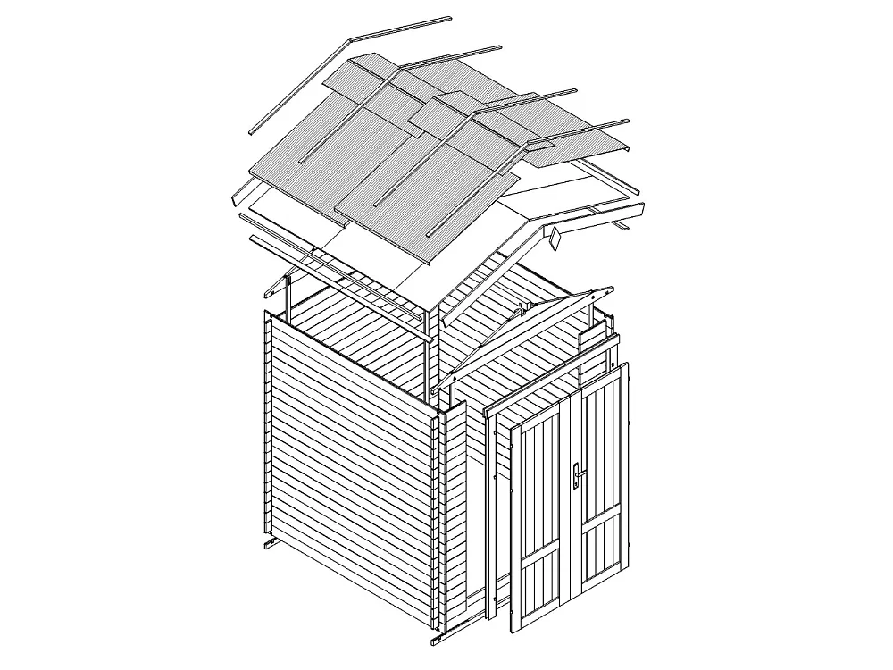 Holz Gartenhaus - 206x216xH218 cm - 3.53 m² - M343F1